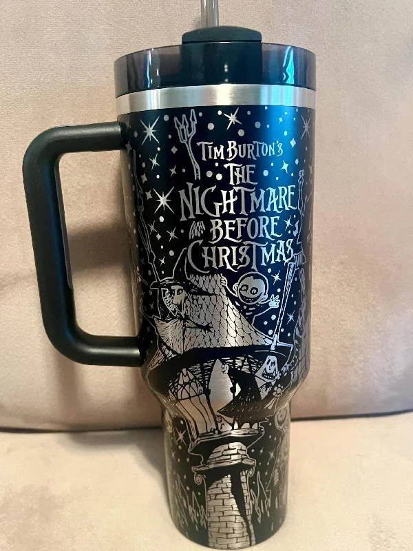 Reusable Drinkware Personalized Name Nightmare Before Christmas Design 40 Oz Insulated Tumbler