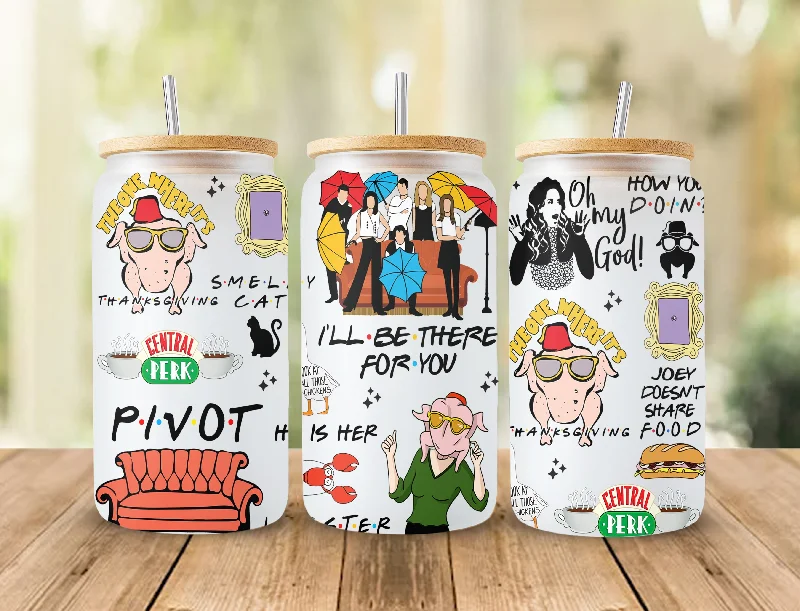Modern Glassware Sale Thanks Giving Png, 16oz Libbey Glass Can, Friends Giving Sublimation Designs, Friends come together, TV t-shirt Designs PNG , Popular png