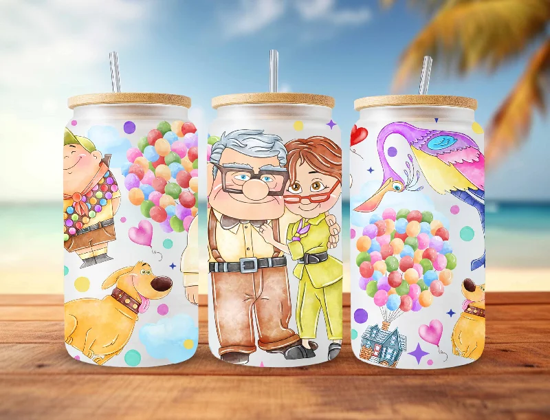 Tumblers Offer Carl And Ellie Valentine Can Glass Design PNG, Valentine Can Wraps, 16oz Libbey Can Glass, Sublimation Digital Download,Png Instant download