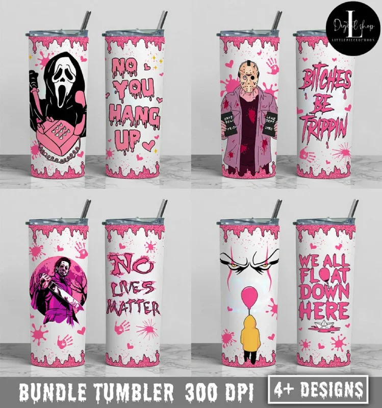 Environmentally Friendly Mugs Horror Designs Tumbler Bundle, Horror Halloween png, No you hang up Tumbler, 20oz tumbler wrap, Full Tumbler Wrap, Digital Downloads