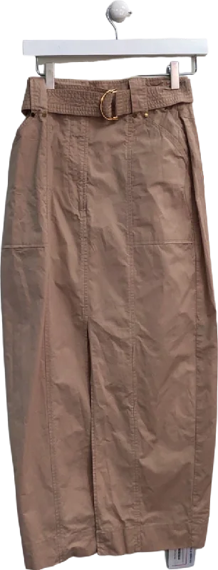 Exclusive Sale Karen Millen Taupe Belted Midi Skirt UK 8