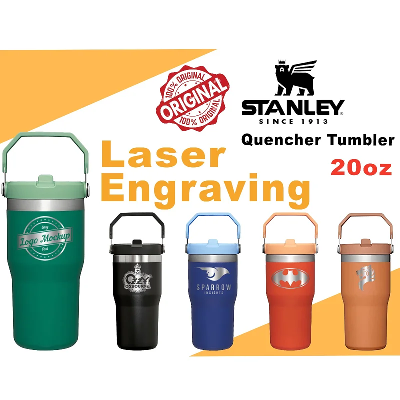 Drinkware Collection Promotion Personalized Stanley 20oz IceFlow Stainless Steel Tumbler, Stanley Iceflow Custom Tumbler, Laser Engraved Travel Cup, Hydration, Camping.