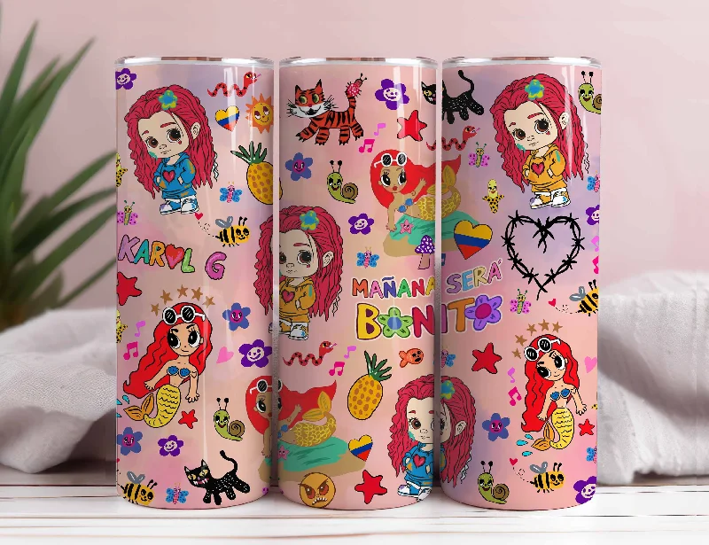 Personalized Drinkware Deals Mañana Será Bonito Tumbler Wrap, Karol G Manana Sera Tumbler, 20oz Karol G Tumbler, Manana Sera Bonito Png, Karol G Png, Instant Download