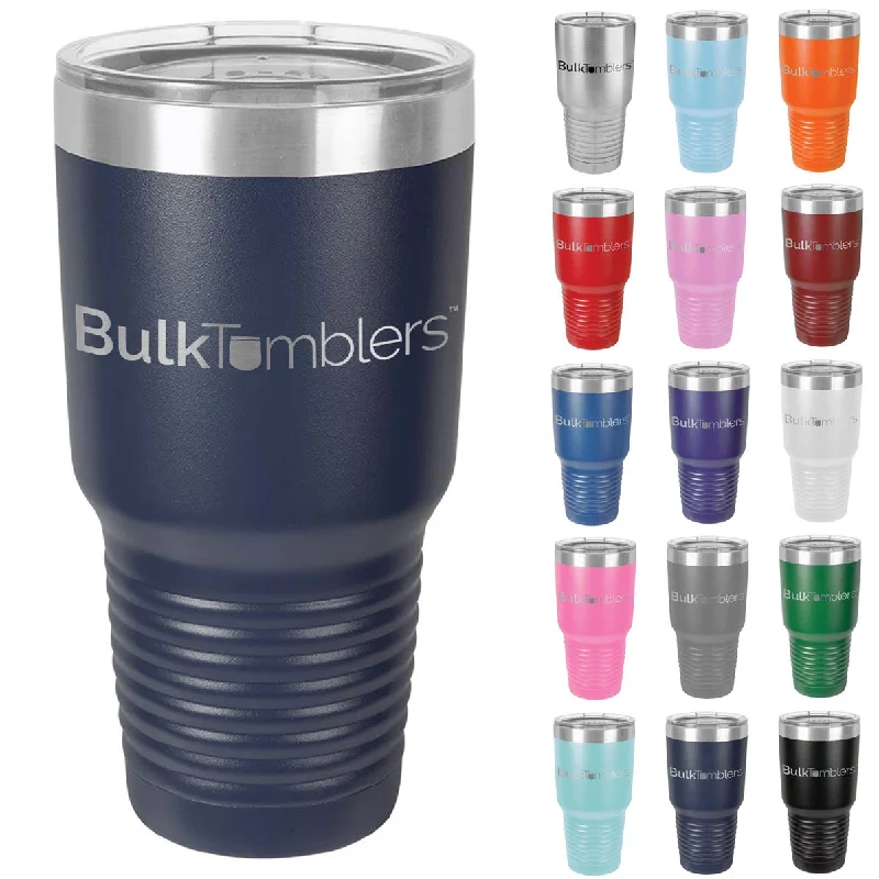 Flash Drinkware Deals 30 oz Promo Personalized Tumbler -16 colors- Logo Laser Engraved on Insulated Stainless Steel + Lid