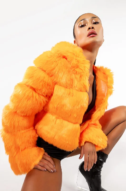 Flowy Fabric BAPE ORANGE FAUX FUR JACKET