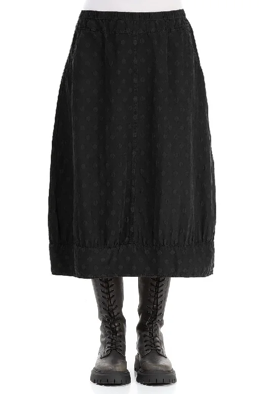 Mother's Day Special Taper Dotty Black Silk Skirt