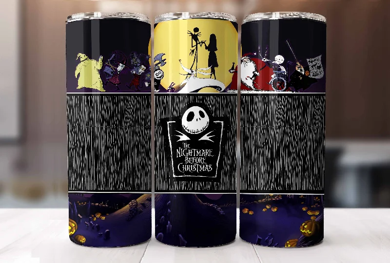 Eco-Friendly Drinkware Sale The Nightmare Before Christmas 20oz Tumbler PNG, Horror Halloween Tumbler, Jack And Sally Full Tumbler Wrap, Boo bash, Boogie Oogie