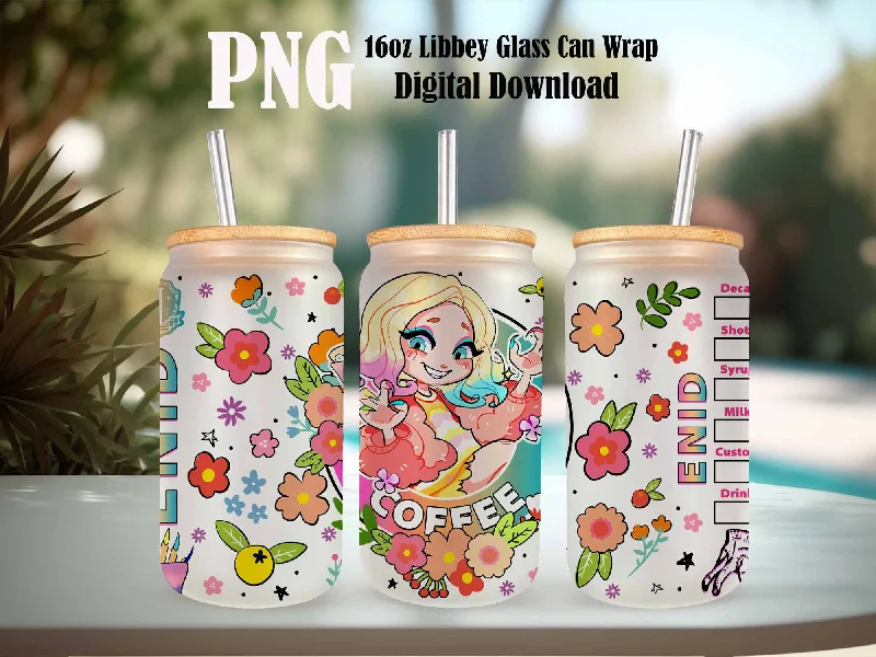 Limited-Time Drinkware Discounts Enid Tumbler Wrap, Wednesday Addams Png, 16oz Can Glass, Magical school Sublimation Design,PNG, Digital Download