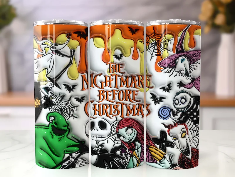 Exclusive Drinkware Sale 3D Inflated Horror Character Tumbler Wrap, 20oz Skinny Tumbler, Cartoon 3D Inflated, Spooky Vibes Png, Halloween Png, Jack Tumbler