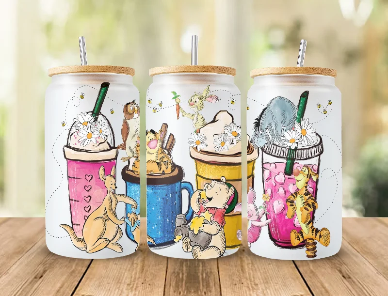 Stainless Steel Mugs Cartoon 16oz Glass Can Wrap, Sublimation Glass Can Wrap, Cartoon Glass Can Wrap , Full Glass Can Wrap, Cartoon Tumbler, Tumbler PNG Download