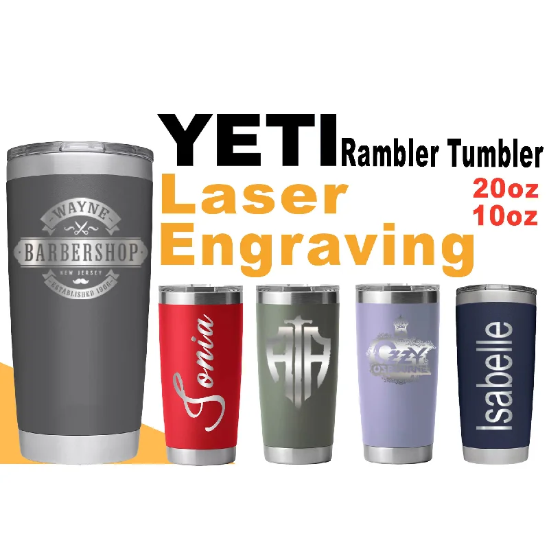Travel Cups Promotion YETI Rambler Tumbler Stainless Steel, Personalized Stainless Steel Tumbler, Laser Engraved Tumbler, 20oz, 10oz