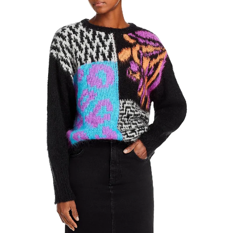 Trendy Fashion For Women Womens Patchwork Printed Crewneck Sweater