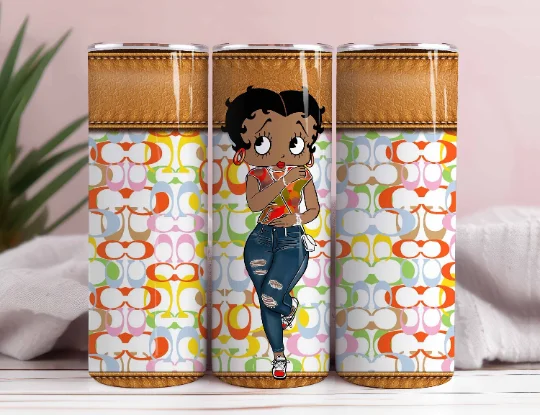 Insulated Drinkware Offers Cartoon 80s Tumbler, Bags Pattern Tumbler, Betty 20oz Skinny Tumbler, Sublimation Designs, Retro 80s cartoons Tumbler Wrap 3