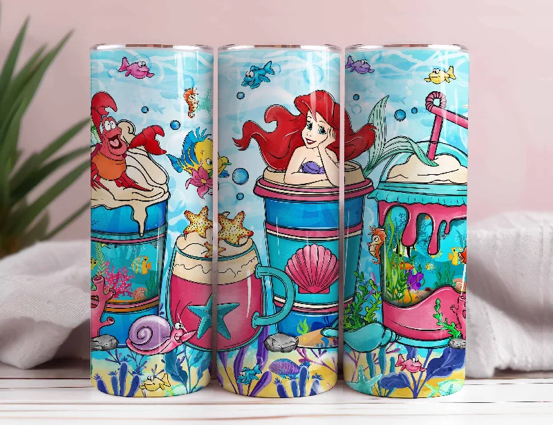 Drinkware Set Sale Ariel Tumbler Wrap, Princess Coffee Tumbler Wrap, 20oz Skinny Tumbler, Skinny Tumbler Wrap, 20oz Tumbler, Png download