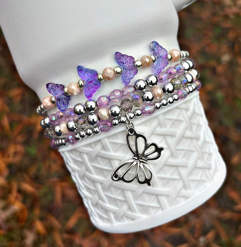 Modern Glassware Sale Periwinkle Shimmer Cup Bracelets