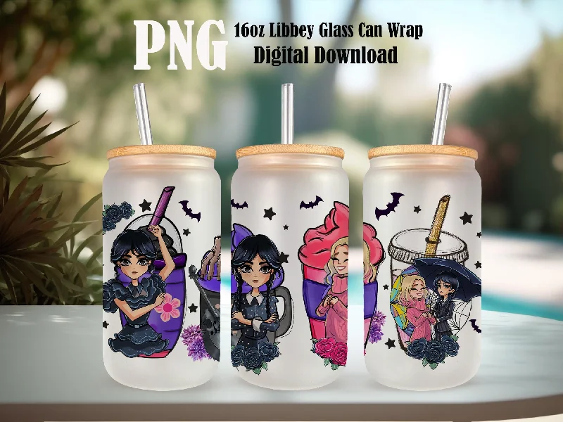 Drinkware Closeout Deals Wednesday Addams 16oz Tumbler Wrap, Jenna Ortega, Addams Family, Wednesday Coffee, Wednesday Digital Files, Addams Tumbler Wrap