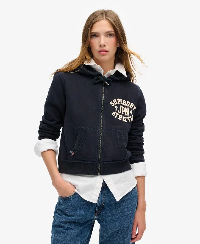 Feminine Elegance Athletic Relaxed Crop Ziphood | Eclipse Navy