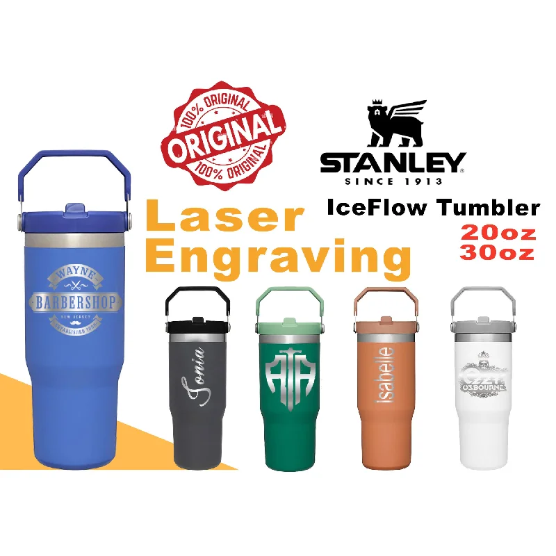 Affordable Drinkware Stanley IceFlow Stainless Steel Tumbler, Personalized Stainless Steel Tumbler, Laser Engraved Tumbler, 20oz,30oz.