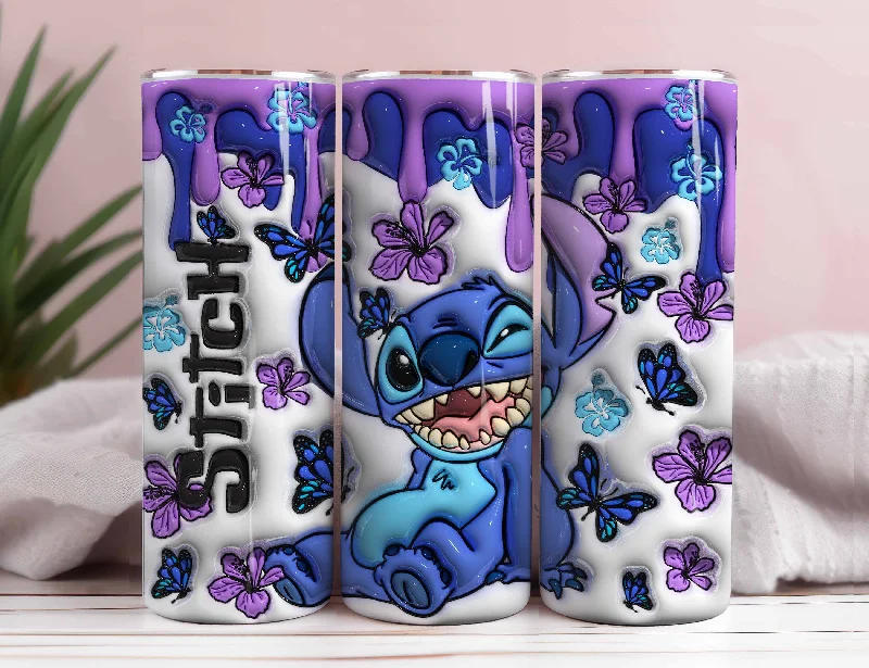 Holiday Drinkware Offers Inflated Stitch Tumbler PNG, 3D Inflated Cartoon Movie Tumbler Wrap, 20oz Tumbler Wrap, Tumbler Sublimation, Tumbler Wrap Png Download