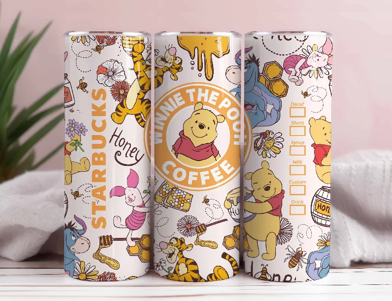 Drinkware Clearance Pooh Spring Cartoon 20oz Skinny Tumbler Wrap Design PNG, Floral Skinny 20oz, Straight_Tapered Tumbler Design, Digital Download,Png Download