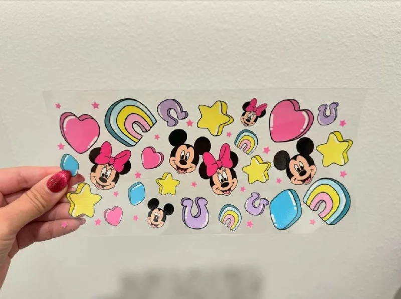 Personalized Drinkware Gifts Disney Mouse Lucky Charms UV DTF Wrap Transfer 16oz | No Heat Needed | Waterproof | Permanent Adhesive