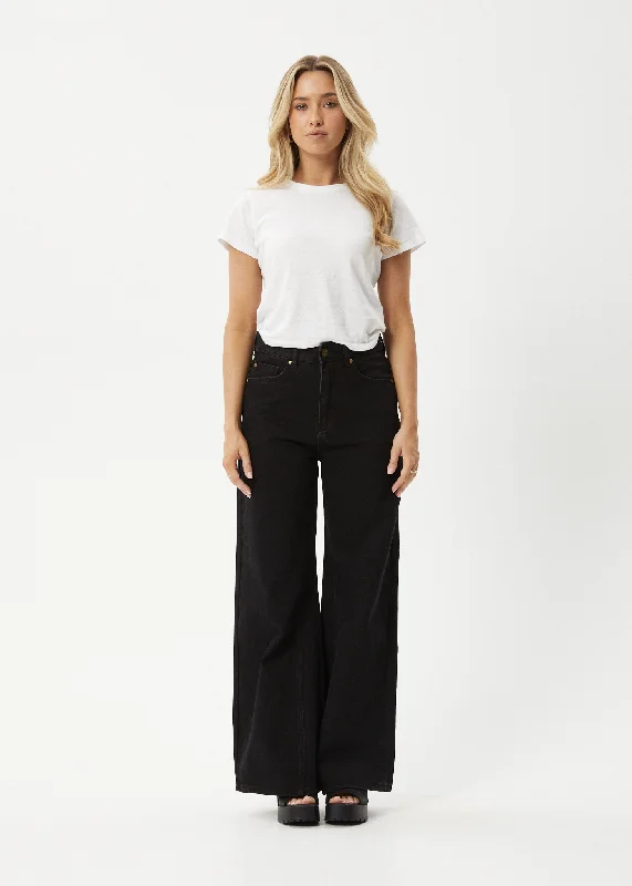 Wardrobe Refresh AFENDS Womens Gigi - Denim Flared Jeans - Washed Black