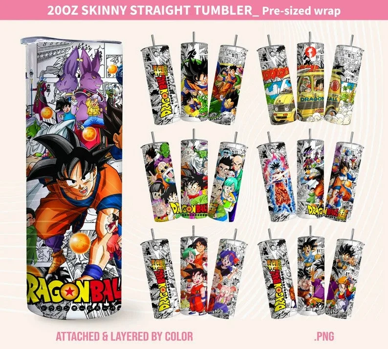 Insulated Tumblers Cartoon Tumbler Wrap, 20oz Skinny Tumbler, Dragon Ball Comic Tumbler Wrap, Full Tumbler Wrap, Comics Cartoons characters ,Comics tumbler design,Png File