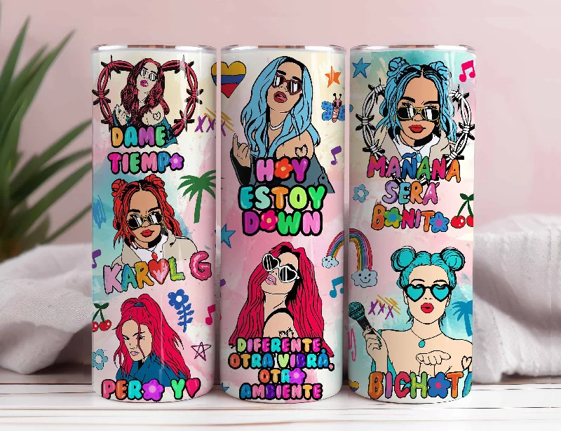 Time-Sensitive Drinkware Offers Karol New Album Cover Mañana Será Bonito 20oz Sublimation Tumbler Wrap, Manana Sera Bonito Tumbler Wrap PNG, Karol G Tumbler Wrap