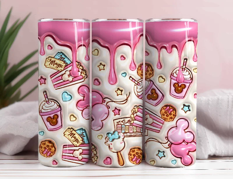 Buy More Drinkware 3D Inflated Snack 20 Oz Skinny Tumbler, Park Snacks Png, Snackgoal Sublimation, Magical Snack, Drinks And Foods Wrap