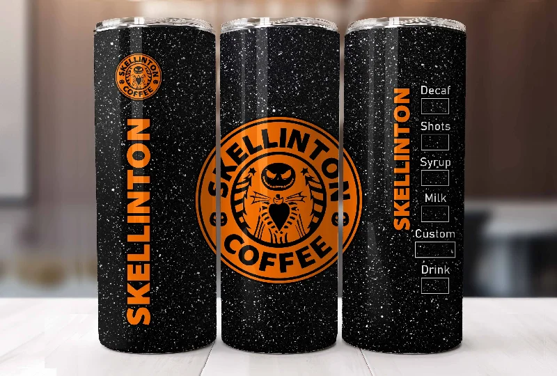Eco-Friendly Drinkware Promotions Jack Skellington 20 Oz Skinny Tumbler Wrap Png, Halloween Movie Tumbler Wrap Png, Nightmare before Christmas Tumbler Design