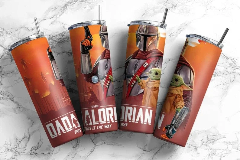 Portable Bottles Sale Personalized The Dadalorian Tumbler, This is The Way, Father's Day Gift Stainless Steel Tumbler 20 Oz, Gift For Dad, Best Dad, Dad Tumbler