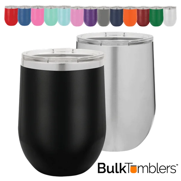 Green Drinkware Offer CASE of 24 - 12 oz Stainless Steel Blank Insulated Stemless Wine Tumbler w Lid