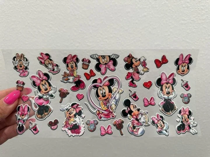 Clearance Drinkware Sale Disney Mini Mouse UV DTF Wrap Transfer 16oz | No Heat Needed | Waterproof | Permanent Adhesive
