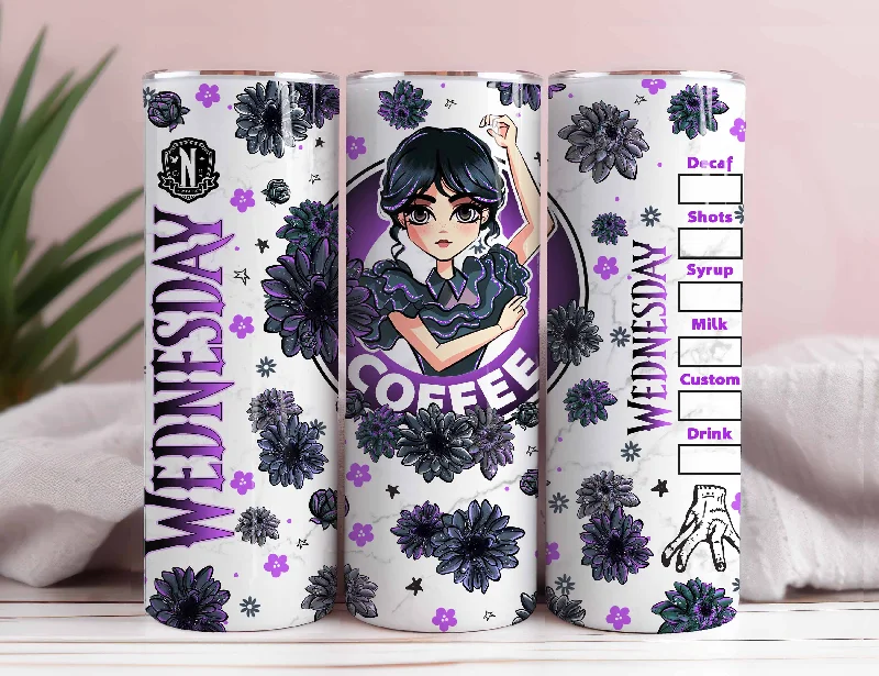 Crystal Drinkware Wednesday Addams TumblerWrap, Jenna Ortega, Addams Family, Png Download, 20oz Tumbler Wrap, Wednesday Digital Files, Addams Tumbler Wrap