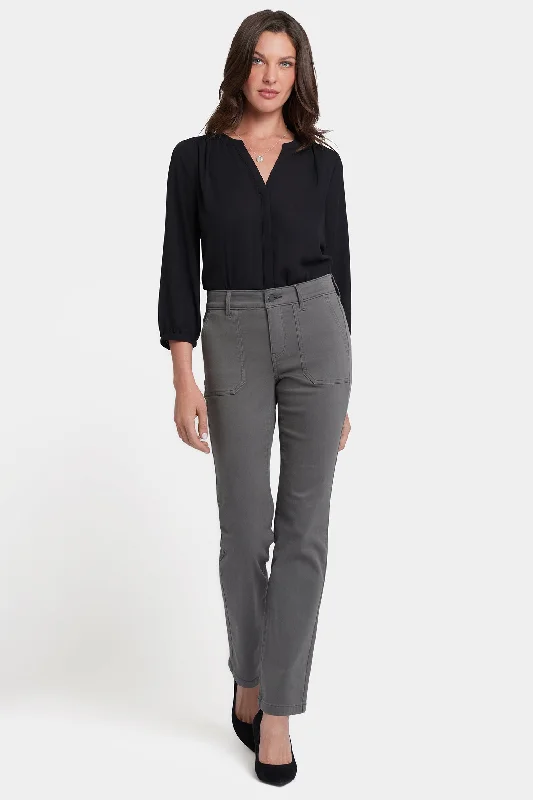 Art Deco Geometric Pattern Look Marilyn Straight Jeans  - Vine Leaf