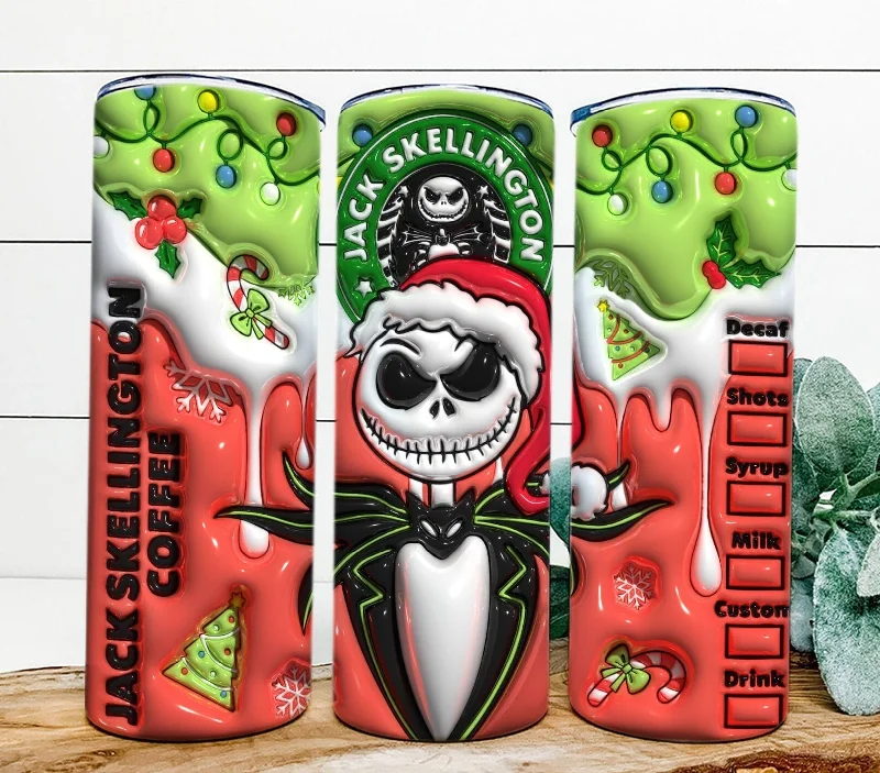 Special Drinkware Promotion Inflated 3D Nightmare Tumbler PNG, 3D Christmas Movie Tumbler Wrap, 3D Tumbler Design,Christmas Gift, Christmas Sublimation,20oz Tumbler PNG