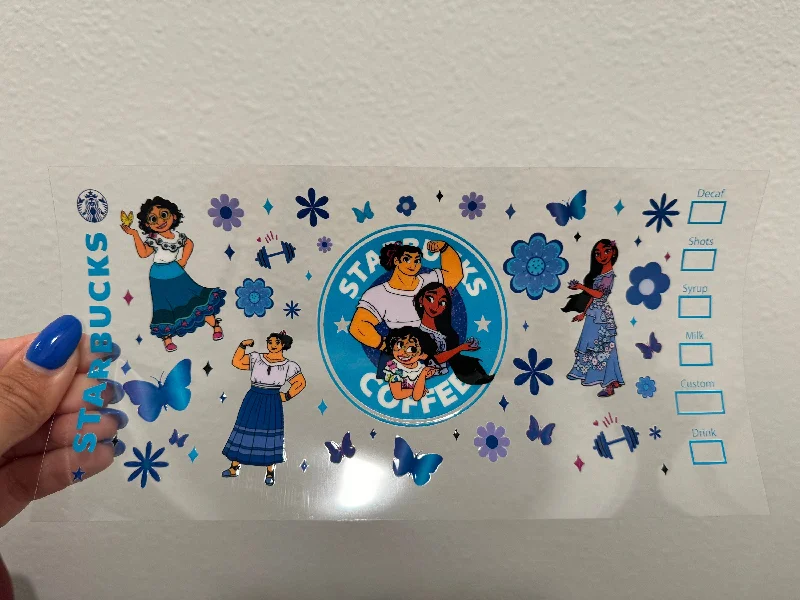 Drinkware Offers Disney Encanto Starbs UV DTF Wrap Transfer 16oz | No Heat Needed | Waterproof | Permanent Adhesive