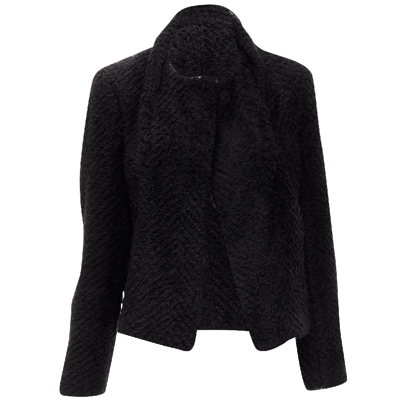 Spring Fashion Isabel Marant wool blend fluffy stand collar minimal jacket