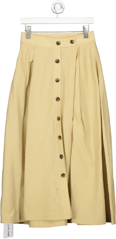 Fashion Essentials Bouguessa Beige Rania Crinkled Taffeta Midi Skirt UK S