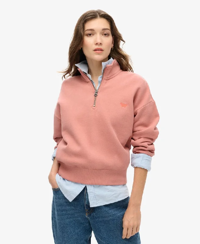 Classic Charm Essential Half Zip Sweatshirt | Ash Rose