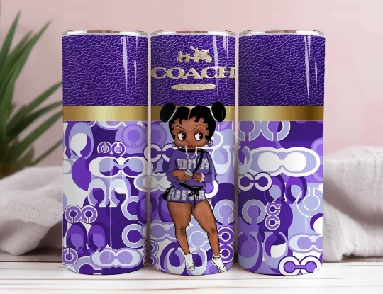 Environmentally Friendly Mugs Cartoon 80s Tumbler, Bags Pattern Tumbler, Betty 20oz Skinny Tumbler, Sublimation Designs, Retro 80s cartoons Tumbler Wrap