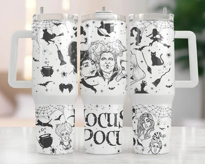 Drinkware Discounts Movies Characters 40oz Tumbler Wrap Png, Halloween Hocus Pocus 40 oz Tumbler Png, Horror 40oz Tumbler Png Sublimation Design, Png Download