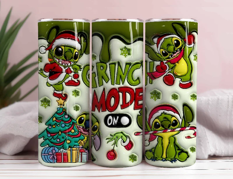 Drinkware Markdowns Inflated Cartoon Christmas Tumbler, Retro Merry Christmas, 3D Inflated Tumbler, Funny Christmas, 3D Tumbler Wrap, 20oz Skinny Tumbler Wrap