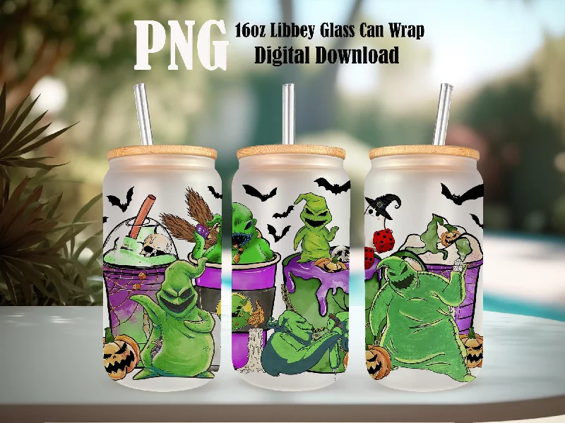 New Year Drinkware Offer Horror Character Tumbler Wrap, 16oz Can Glass Wrap, Cartoon Can Glass, Spooky Vibes Can Glass, Halloween Png, Sublimation Design Png