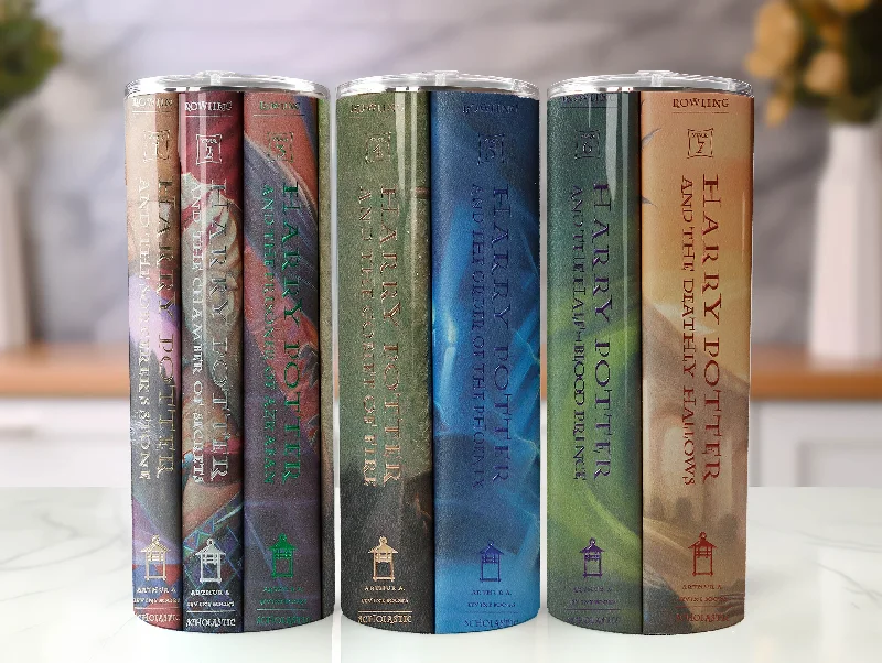 Festive Drinkware Deals Harry Potter Books Tumbler PNG Sublimation Design, 20oz Skinny Tumbler PNG