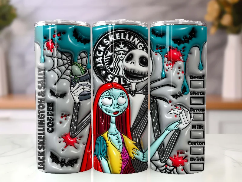 Buy Drinkware Bundle 3D Inflated Horror Character Tumbler Wrap, 20oz Skinny Tumbler, The Lovers Tumbler, Spooky Vibes Png, Halloween Png, Sublimation Design Png
