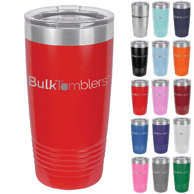 Tumbler Offers 20 oz Promo Personalized Tumbler -16 colors- Logo Laser Engraved on Insulated Stainless Steel + Lid