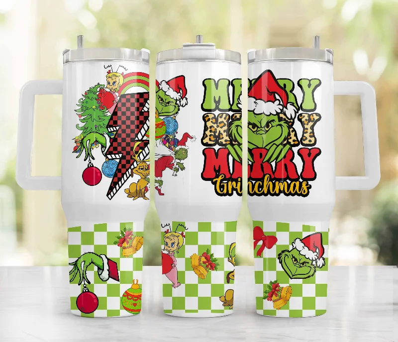 Eco-Conscious Drinkware 40 Oz Christmas Tumbler Wrap, 40oz Handle Tumbler Wrap, Cartoon Christmas Design, Merry Christmas Png, Christmas Tumbler, Christmas Vibes