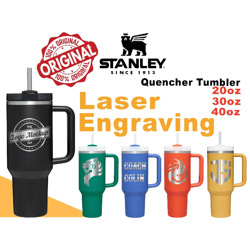 Holiday Drinkware Gifts Stanley Quencher H2.0 Strainless Steel Tumbler, Personalized Stainless Steel Tumbler, Laser Engraved Tumbler, 20oz,30oz,40oz
