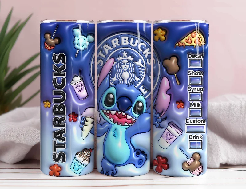 Tumbler Promotions Inflated Stitch Tumbler Design Png 3D Stitch Tumbler Wraps 20oz Skinny Sublimation Digital Downloads 3D Puffy Stitch Design Sublimation Png